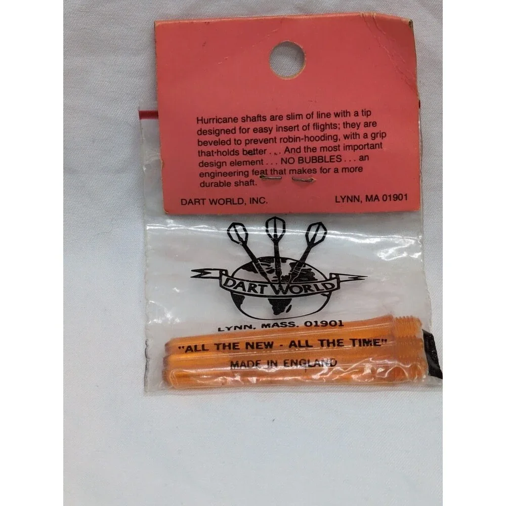 (6) Vintage Dart World Packs Of Hurricane Orange Polycarbonate Shaft